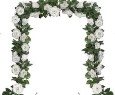 Huryfox Artificial Flowers Garlands - 2 Strand 230cm Long Artificial Flower Vines for Decorations, Faux White Rose Floral Arch with Realistic Design for Home, Garden, Indoor/Outdoor Weddings, Parties