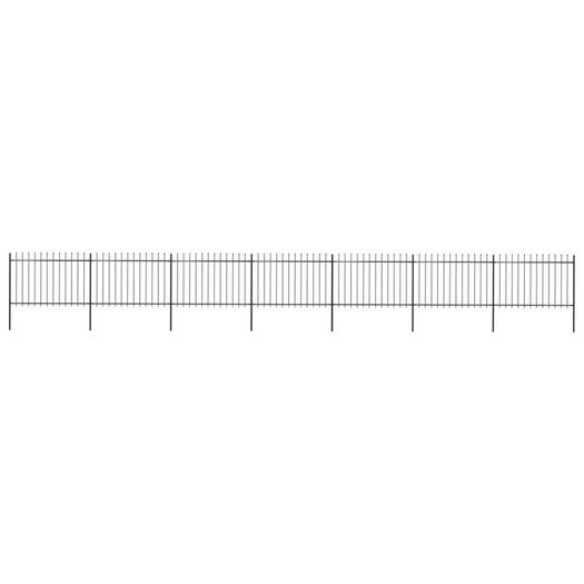 Garden Fence with Spear Top Steel 11.9x1.2 m Black