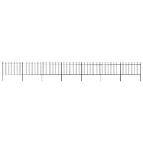 Garden Fence with Spear Top Steel 11.9x1.2 m Black