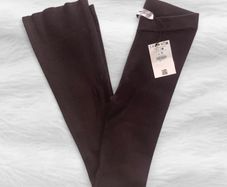 Bershka Size L Dark Brown Ribbed Flare Pants NWT High Waist Leggings