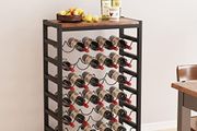 Dripex 30 Bottles Wine Rack Free Standing Floor, 6-Tier Display Wine Storage Shelves with Wooden Table Top, Sturdy Metal Bottle Holder for Kitchen Bar Pantry