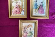 3 Miniature Vintage Framed Silk Print (from C. P. Productions N. I.)