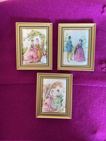 3 Miniature Vintage Framed Silk Print (from C. P. Productions N. I.)