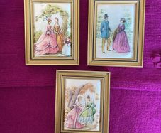 3 Miniature Vintage Framed Silk Print (from C. P. Productions N. I.)