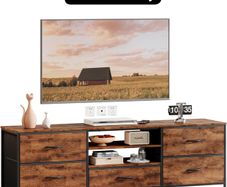 TV Stand Cabinet, TV Unit TV Console Table with 5 Drawers Storage Organizers