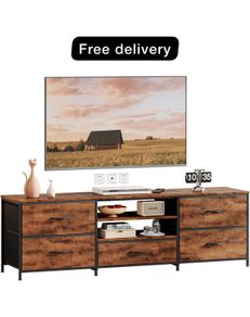 TV Stand Cabinet, TV Unit TV Console Table with 5 Drawers Storage Organizers