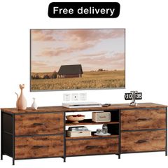 TV Stand Cabinet, TV Unit TV Console Table with 5 Drawers Storage Organizers