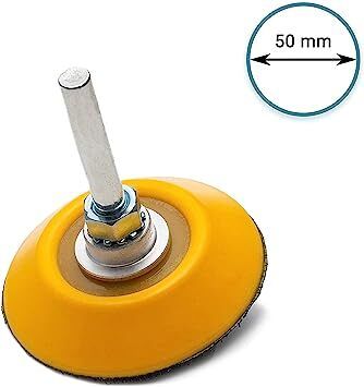 Glass Polish 12001 | Hook and Loop Backing Pad, Spindle Pad for Drill | Thread M6 with Universal Drill attachment | 50mm