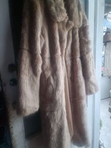 long cream faux fur ladies coat (post incl)