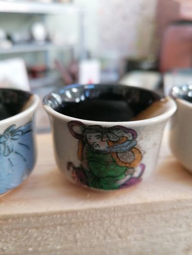 Vintage set of 5 Sake drinking vessels