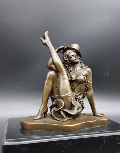 Cabaret Performer - Bronze, Marble, Signed