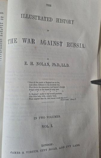 J.S. Virtue. History of the war against Russia. Illustrated. NOLAN, Edward H.Nineteenth century, Victorian, publishing, history, military, colonial, advertisement, prospectus, leaflet, broadside, insert, binding, crimson, cloth cases, gilt, subscribers.