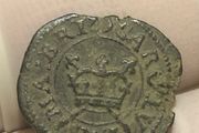 Charles I (1625-49). Rose Farthing, Mint Mark Crescent Nice grade