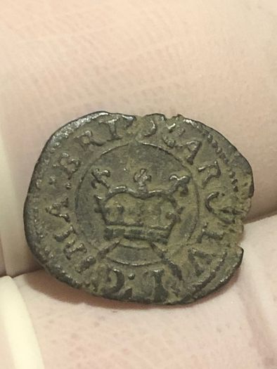 Charles I (1625-49). Rose Farthing, Mint Mark Crescent Nice grade
