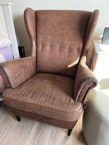 Ikea Strandmon dark brown wingback armchair