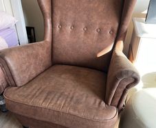Ikea Strandmon dark brown wingback armchair