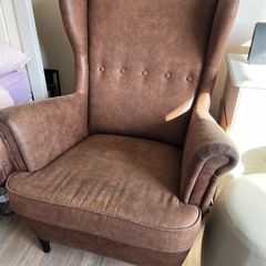 Ikea Strandmon dark brown wingback armchair