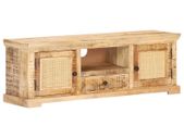 TV Cabinet 120x30x40 cm Solid Mango Wood and Natural Cane
