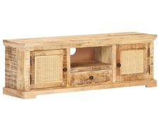 TV Cabinet 120x30x40 cm Solid Mango Wood and Natural Cane