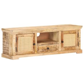 TV Cabinet 120x30x40 cm Solid Mango Wood and Natural Cane