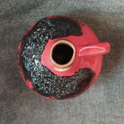 Mid century German/ Kreutz Crimson Fat Lave Vase