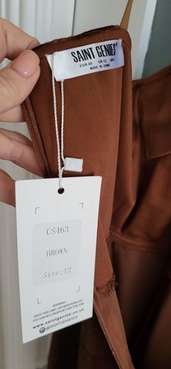 SAINT GENIES brown velour side slit dress Sz 12UK - Bnwt