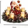 Snowman Christmas Table Centrepiece, Flameless LED Candles, Wreath Christmas candelabra centrepiece: flameless LED candles and pine wreath; battery operated for table, mantel or hallway Image 4