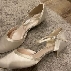 Rainbow club ivory satin wedding shoes
