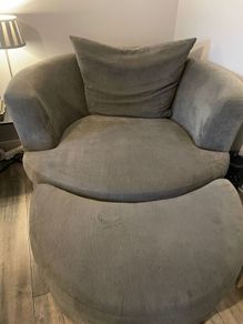 Grey Swivel Chair with Foot Rest