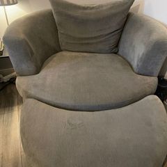 Grey Swivel Chair with Foot Rest