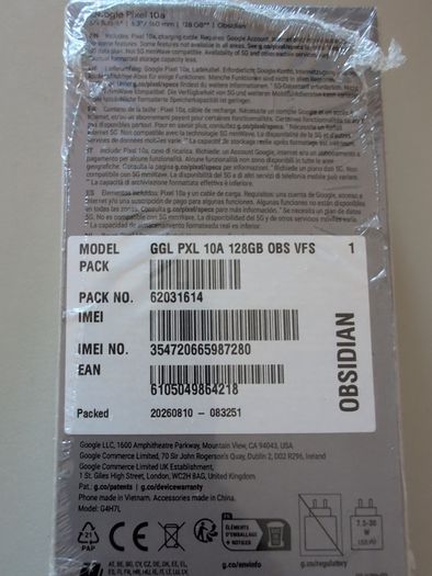 Google Pixel 10a - Brand New - Irish phone