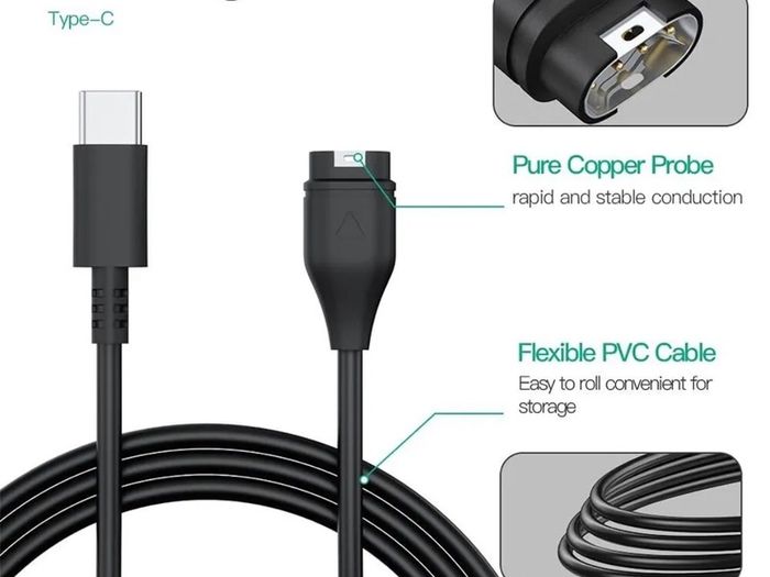 USB-C Charger Cable For Garmin Fenix 5 5S 7X 7 6S 6X Forerunner 935 Vivoactive 3