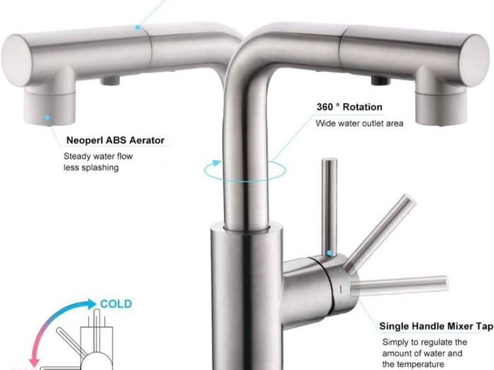 Kitchen Tap with 3 Function Sprayer Pull Out Kitchen Mixer Tap, 360 Degree Swivel Kitchen Sink Tap, Single Handle Sink Tap for Bathroom or Kitchen, Matte Black (FREE POSTAGE)