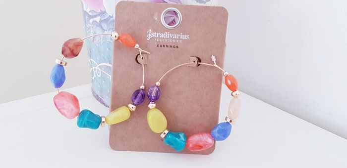 Hoop Earrings with Coloured Stones
