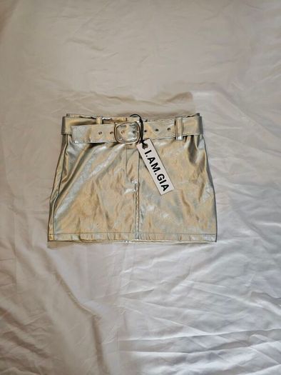 I.Am.Gia Silver Metallic Mini Skirt