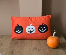 Halloween 3 pumpkins cushion cover - new