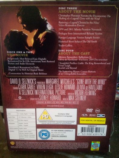 Gone With The Wind 4 Dvd Collectors Edition Boxset Clarke Gable Classic
