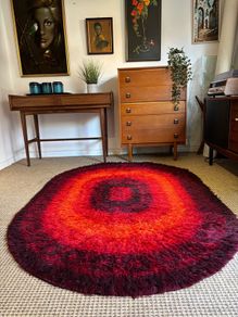 Vintage Retro Mid Century Oval 'Finlandia' Rug