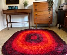 Vintage Retro Mid Century Oval 'Finlandia' Rug