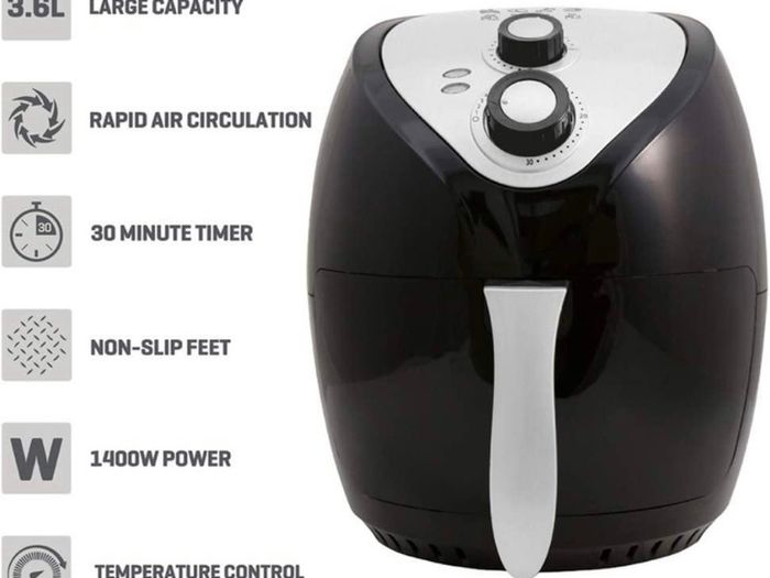 Healthy Living SDA1553 Family 3.6L Oil Free 1400W Fast Frying Fryer with Rapid Air Flow Circulation, -Black, Silver (FREE POSTAGE)
