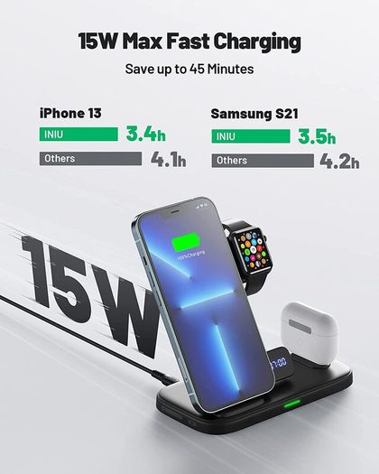 Qi-Certified 3 In 1 Fast Wireless Charger