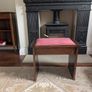 Antique piano stool with pink upholstered seat Image 3