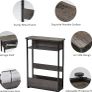 Narrow Side Table with Storage Shelf, 3 Tier Slim End Table Modern Sofa Table for Narrow and Small Spaces, 24.6 Inch Height Bedside Table Small Nightstand with Magazine Rack Space Saving/ Grey (FREE SHIPPING) Image 9
