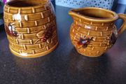 Vintage Mid 20th century Japanese Marutomoware jug and sugar bowl set.
