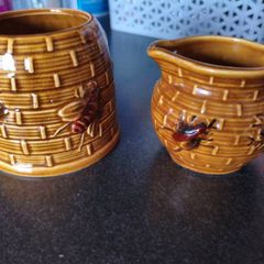 Vintage Mid 20th century Japanese Marutomoware jug and sugar bowl set.