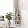 Corner Shelf with LED Light, 5-Tier Corner Bookshelf for Small Space, Narrow Display Corner Shelf Stand with Storage Rack, for Living Room, bedroom, Pure White Image 7
