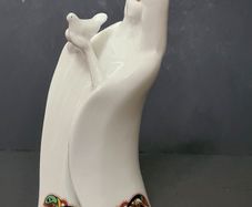 Vintage Royal Tara Fine Bone China Lady With Dove Figurine Handmade Galway Ireland 1970s 1980s