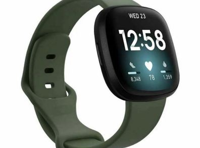 LARGE Green Silicone Band Strap For Fitbit Versa 3, Versa 4, Sense, Sense 2