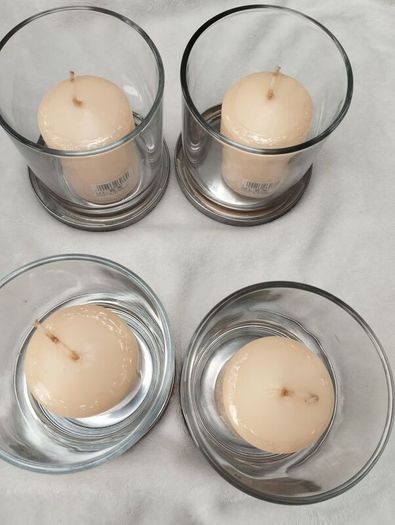 Glass Votive Candles holders with Rathbourne Candles x 4