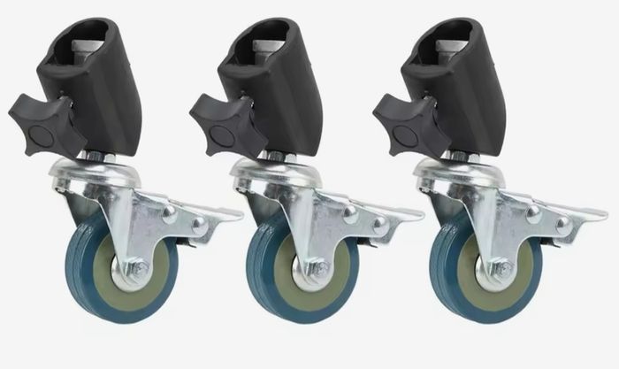 Set of 3 swivel wheels with brakes for photo tripods and light stands